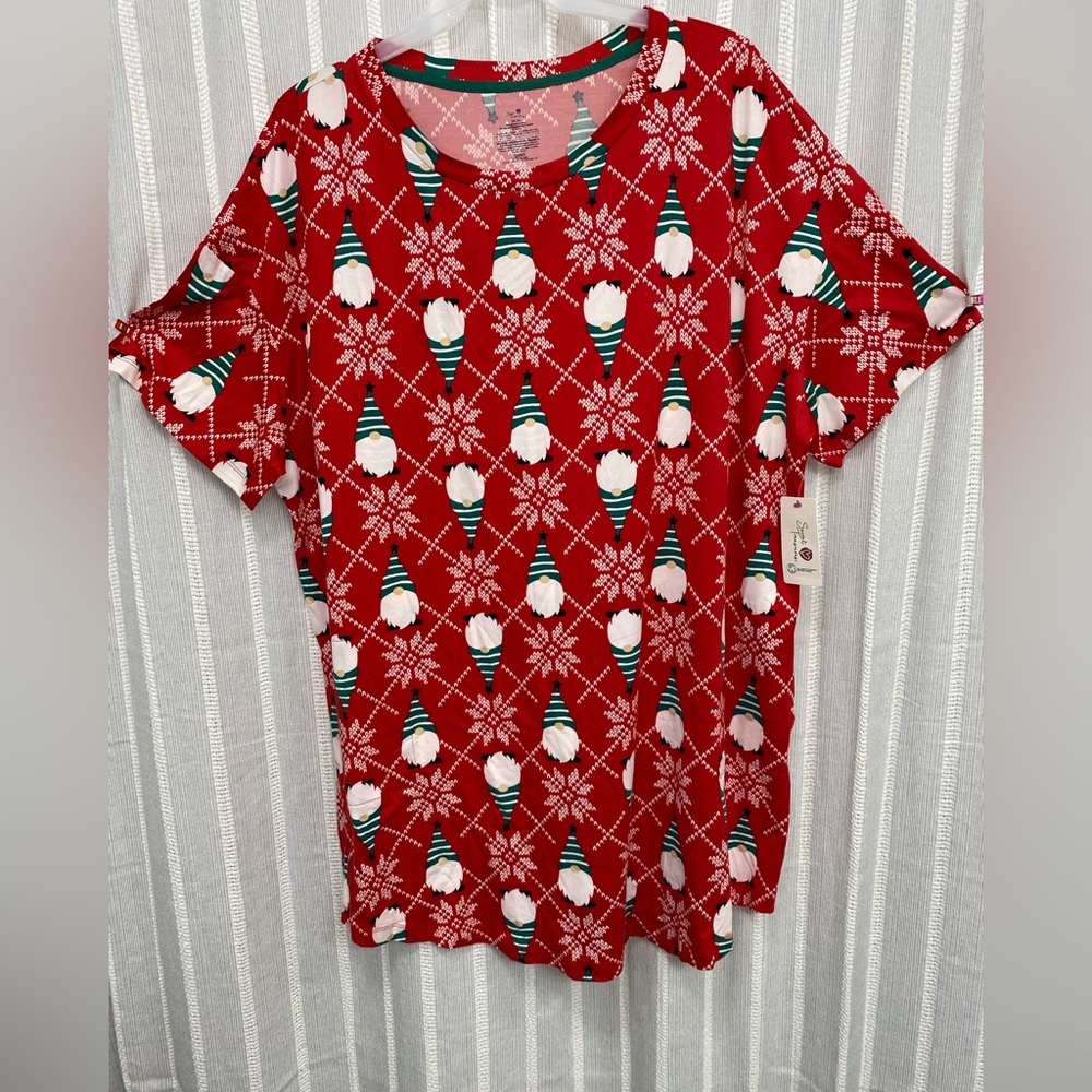 Gnome Holiday Christmas Sleep‎ Shirt Gown with pockets - Size 2X / 3X NWT
